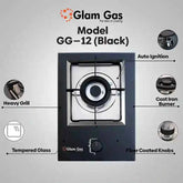 Glam Gas Food book-GG-12 Black Hob 1 Burner Kitchen Gas Stove Gas Stove (Natural Gas & LPG)  1 Year Brand Warranty